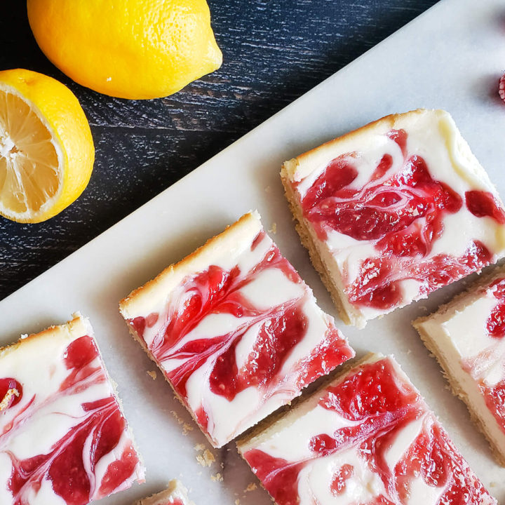 Raspberry Swirl Cheesecake Bars | Sincerely Asma