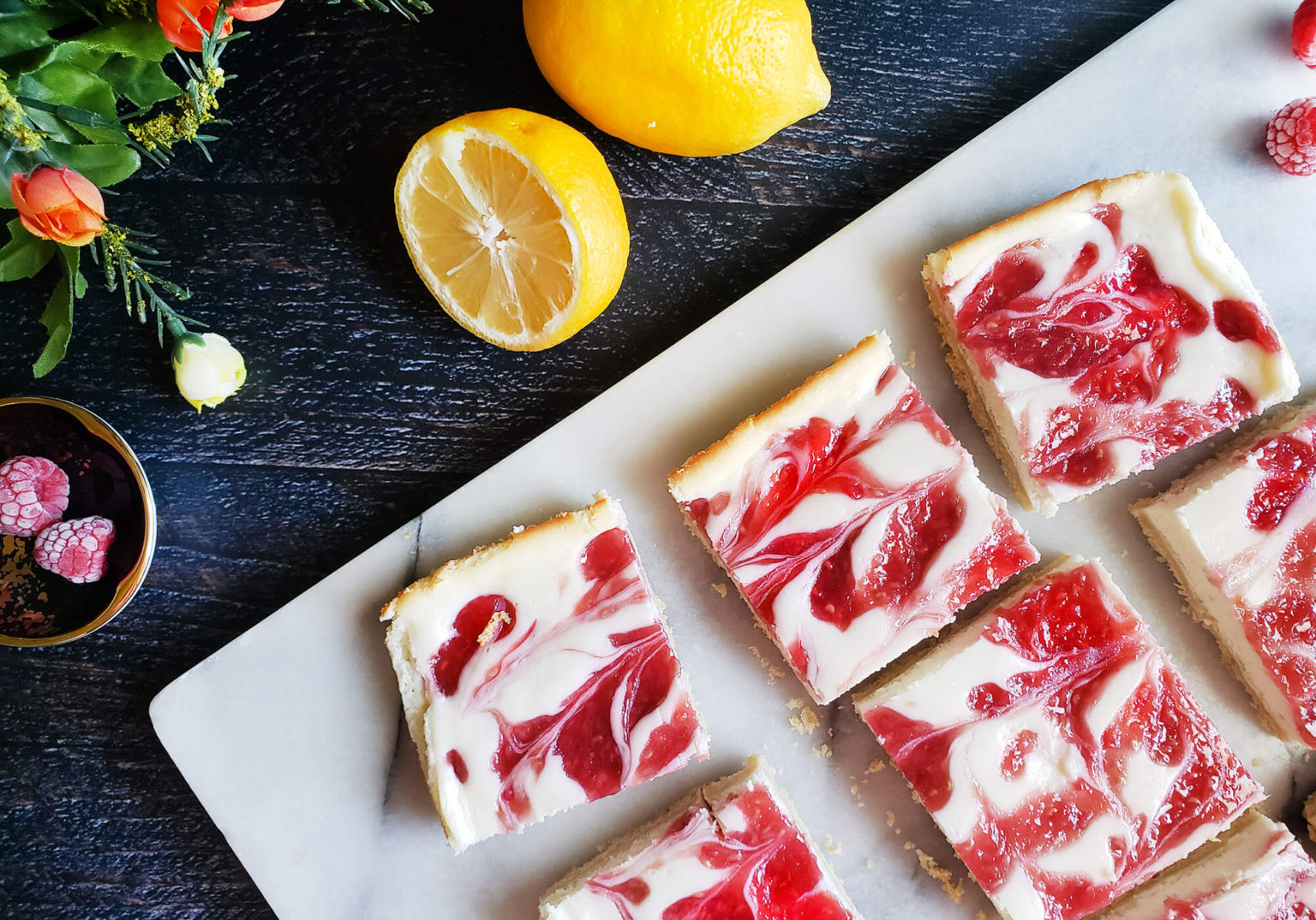 Raspberry Swirl Cheesecake Bars