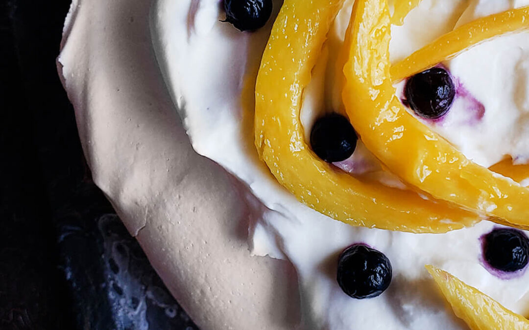 Mango and Wild Blueberry Pavlova