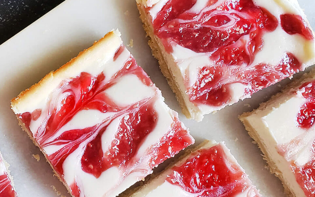 Raspberry Swirl Cheesecake Bars