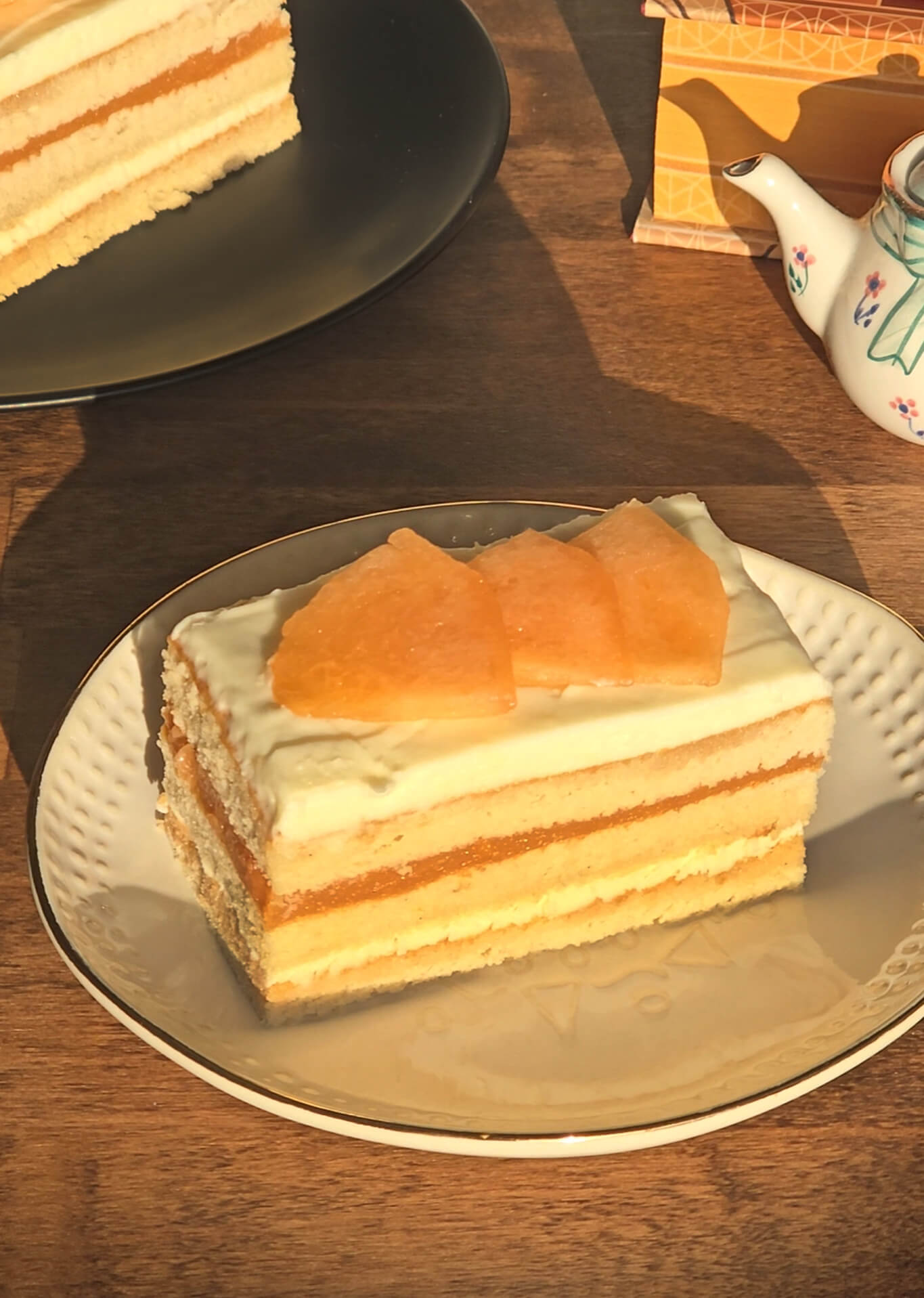 Cantaloupe Custard Layered Cake